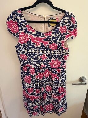 Navy and Pink Maeve Floral Fit-&-Flare Dress